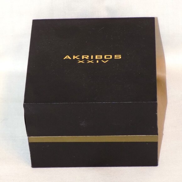 New $295 Tag Akribos XXIV Watch Swarovski Crystal Bezel, MOP Dial AK1093 Red - Picture 10 of 13